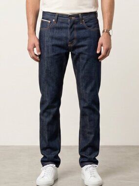 Nudie Jeans Grim Tim Dry Original Selvage Indigo 32x30 Hemmed Slim Straight